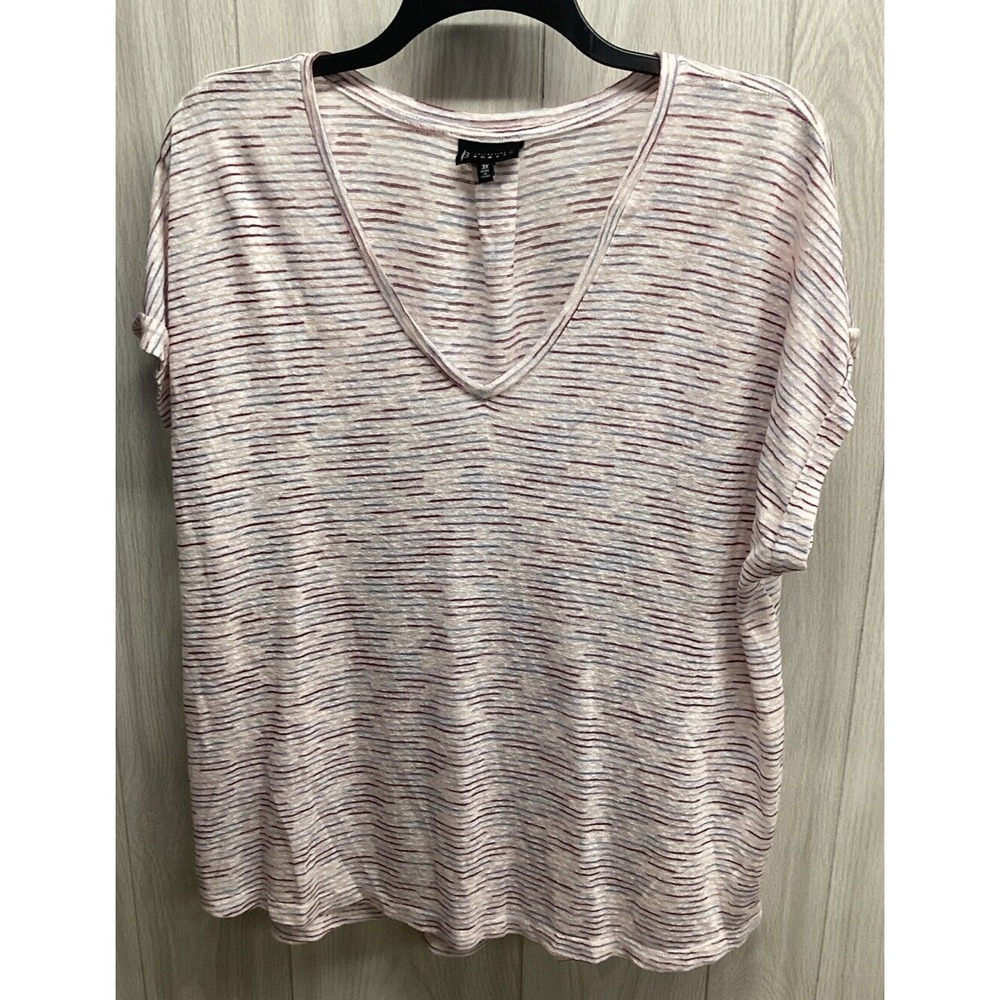 BOBEAU Women's (Size‎ 3X) Short Sleeve V-Neck Shirt Rayon Polyester Striped